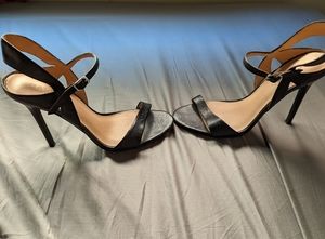 Black Leather Strappy High Heels